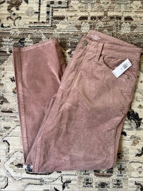 Mauve Pink Corduroy Pants - Straight Fit